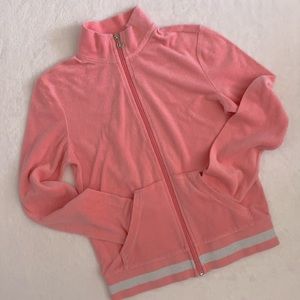 Juicy Couture | Micro Terry Zip Fairfax Mock Neck Track Jacket Coral Pink (XS)